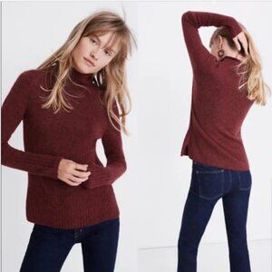 Madewell Inland rolled neck alpaca wool sweater red mock neck‎ long sleeve small